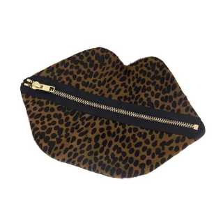 Claflin, Thayer & Co Large Zip Lips Faux Baby Cheetah / Brass Zip Product Image